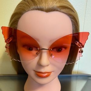 Transparent Pink Butterfly Sunglasses